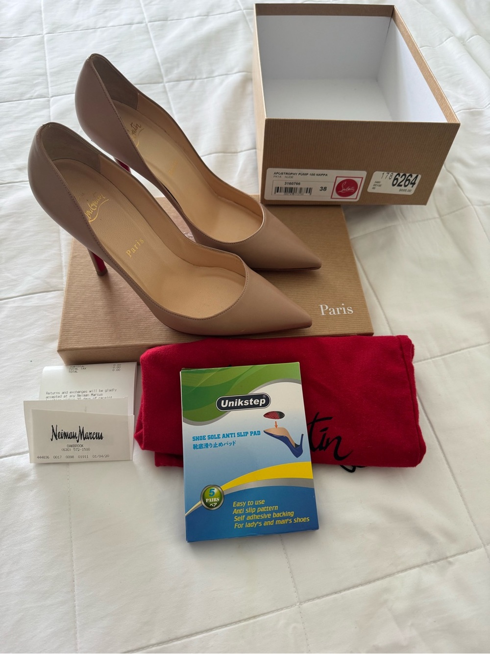 Christian Louboutin Nude Taupe Pointed Toe Stiletto Pumps with Red Soles